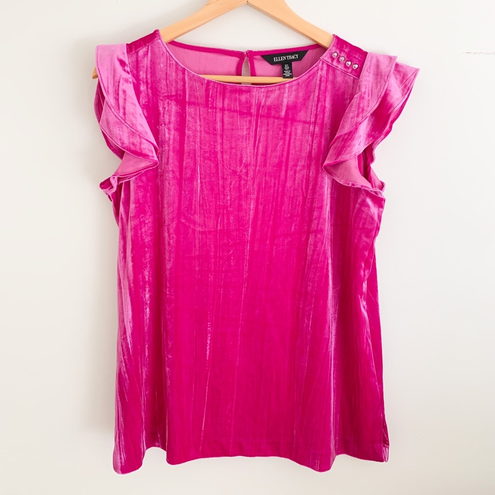 Hot pink crushed velvet holiday top